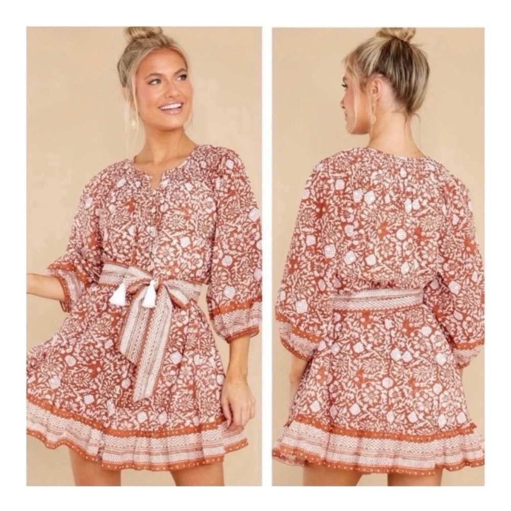 Cleobella Gwen Anila Mini Dress in Terracotta Size‎ Small